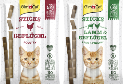 Промо набор лакомств для котов Мясные палочки Gimborn GimCat ягненок и курица grainf-free 4 шт 1 упаковка + Мясные палочки Gimborn GimCat мясо птицы grain-free 4 40 г