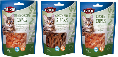 Промо набор лакомств для кошек Trixie PREMIO Mini Sticks курица/рис 50 г 1 Упаковка лакомства для кошек Trixie PREMIO Chicken Cubes куриные кубики 50 г 1 упаковка (2700000031063)
