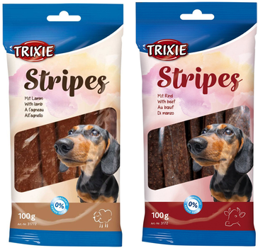 Промо набор лакомств Trixie Stripes Light для собак, с говядиной 100 г х 10 шт 1 Упаковка лакомство + Trixie Stripes для собак, с ягненком 100 г х 10 шт 1 Упаковка лакомство (2700000031100)