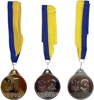 Набір (комплект) медалей Newt 1, 2, 3 місце зі стрічками №2 (NE-LG-L123)