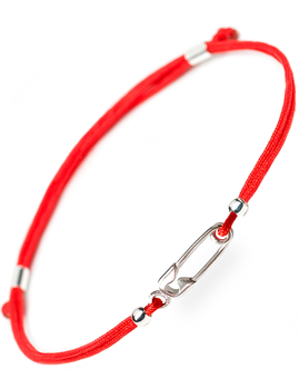 Срібний браслет Family Tree Jewelry Line із підвіскою Булавка червоний регулюється