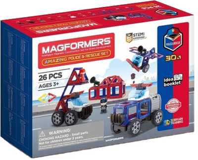 Magnetyczny zestaw konstrukcyjny Magformers Policja i strażacy 26 elementów (005-717001)