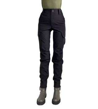 Жіночі поліцейські тактичні брюки 56 чорні утепленні софтшелл (зима)