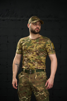 Тактична футболка мультикам з липучками на плечах та кишенею на блискавці M