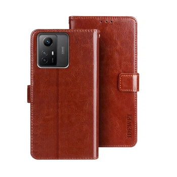 Чохол Idewei для Xiaomi Redmi Note 12S книжка шкіра PU з візитницею коричневий