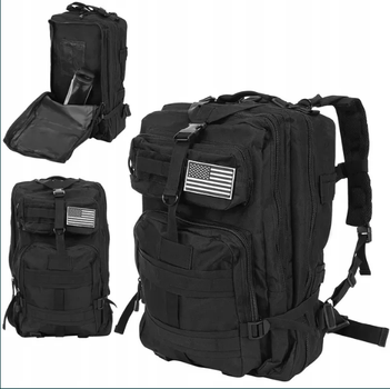 Рюкзак сумка 30 л Черный ранец с водоотталкивающего материала Кордур двухлямковый на плечи с ручкой для переноса повседневный для туризма походов