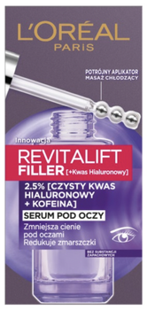 Serum pod oczy L'Oreal Revitalift z kwasem hialuronowym redukujące zmarszczki 20 ml (3600524025564)