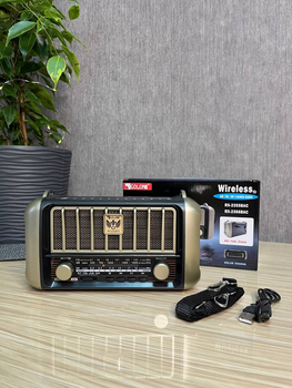 Радиоприемник со съемным аккумулятором с фонариком, Bluetooth, USB, SD, солнечной панелью GOLON RX-2333BTS