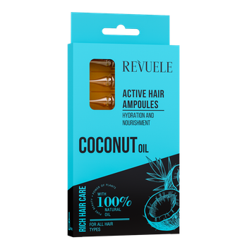Активные ампулы для волос Revuele Coconut Oil Active Hair Ampoules с кокосовым маслом 8 x 5 ml