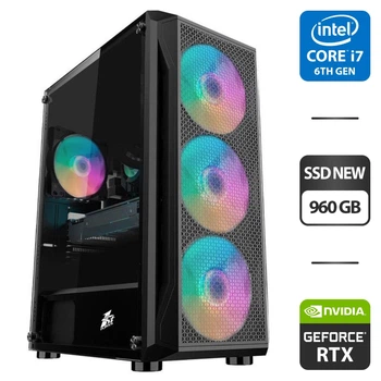 Игровой ПК 1stPlayer X5 FireBase Tower NEW / Intel Core i7-6700 (4 (8) ядра по 3.4 - 4.0 GHz) / 24 GB DDR4 / 960 GB SSD NEW / nVidia GeForce RTX 3070 Ti, 8 GB GDDR6X, 256-bit / 750W NEW / HDMI б/у