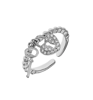 Серебряное кольцо с подвесками Ключ к сердцу, Размер 17,5, Вес: 1.9 г