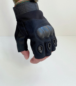Тактичні рукавиці без пальців чорні РОЗМІР М
