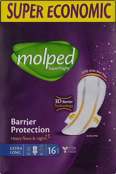 Гігієнічні прокладки Molped SuperNight Extra long 32 см 16 шт (8690536829170)