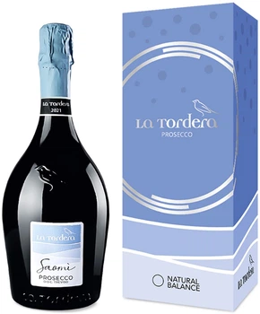 Вино ігристе La Tordera Saomi Prosecco DOC Treviso Brut біле брют 0.75 л 11.5% в подарунковій упаковці (8033011569114)