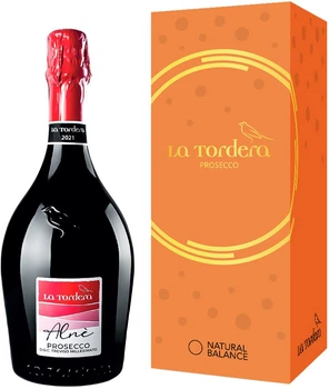 Вино ігристе La Tordera Prosecco Treviso DOC Alne Millesimato Spumante біле екстра сухе 0.75 л 11.5% в подарунковій упаковці (8033011569039)