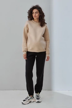 Теплые брюки - джоггеры для беременных из плотного трикотажа с начесом Berit warm XL Юла Мама Черный