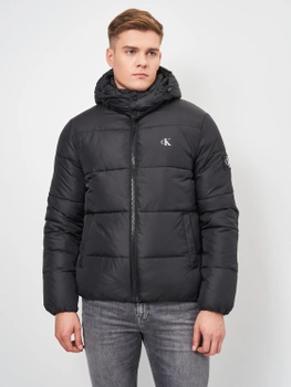Kurtka puchowa zimowa krótka męska Calvin Klein Jeans Essentials Down Jacket J30J318412-BEH L Czarna (8719854077367)