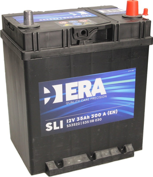 Аккумулятор - ERA SLI , 35Ah , EN 300 , 187x127x227 (ДхШхВ) , правий "+" , 6СТ-35 АзЕ S535221 PEUGEOT ; FIAT; FORD; GENERAL ; MAZDA ; MERCEDE; MITSUBISHI ; NISSAN ; SUBARU ; SUZUKI ; TOYOTA ; VOLVO ; VW