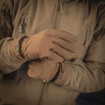 Тактические перчатки M-Tac Winter Soft Shell Coyote, Зимние военные перчатки, Теплые стрелковые перчатки, S