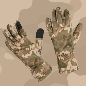 Тактические перчатки M-Tac Winter Soft Shell MM14, Зимние военные перчатки Пиксель, Теплые стрелковые перчатки, M