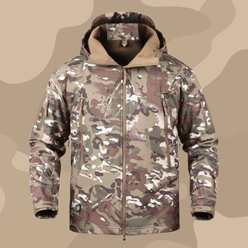 Тактическая мужская куртка Pave Hawk PLY-6 Camouflage CP с капюшоном и карманами сзади taktical, XL