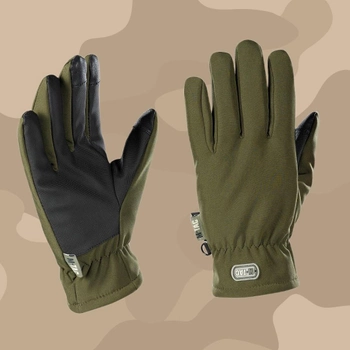 Тактичні рукавички M-Tac Soft Shell Thinsulate Olive, Зимові військові рукавички, Теплі стрілецькі рукавички, L