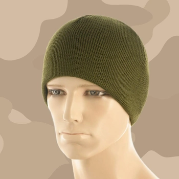 Военная теплая вязаная шапка акрил/флис, M-Tac шапка акрил/флис Olive, L-XL