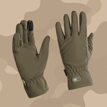 Тактические перчатки M-Tac Winter Soft Shell Olive, Зимние военные перчатки, Теплые стрелковые перчатки, L