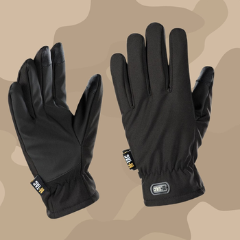 Тактические перчатки M-Tac Soft Shell Thinsulate Black, Зимние военные перчатки, Теплые стрелковые перчатки, L