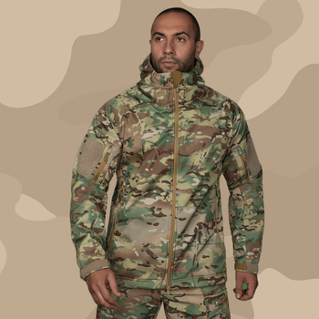 Тактическая зимняя куртка на флисе CM Stalker SoftShell Multicam / Водоотталкивающая военная куртка камуфляж, M