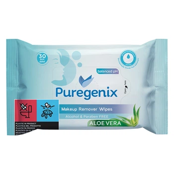 Вологі серветки Puregenix для зняття макіяжу 30 шт