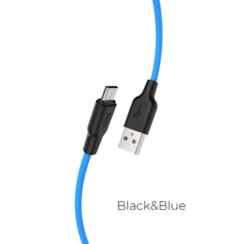 Кабель Hoco USB - Micro-USB 1м 2.4A силикон X21 Plus Blue (X21_M_Blue)