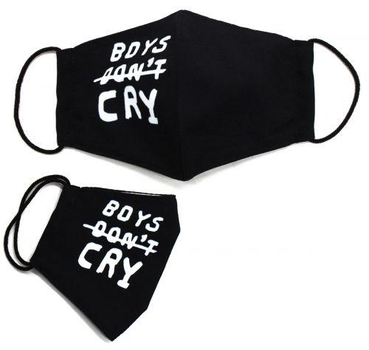 Многоразовая 4-х слойная защитная маска "Boys don't cry" размер 3, 7-14 лет, черная (TS01091996153163)