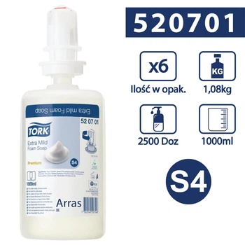 Мыло пена Tork Premium для рук, ультра нежное 2500 порций 520701 (ящик 6шт)