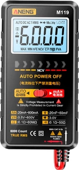 Мультиметр Aneng M119 вимірювання: V, A, R, C, T, F, функція hFE (YT32086)