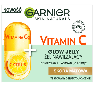 Żel do twarzy nawilżający Garnier Skin Naturals Vitamin C Glow Jelly Witamina C + Cytrus 50 ml (3600542471022)
