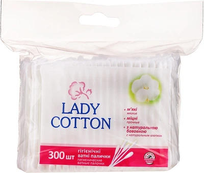 Ватные палочки гигиенические Lady Cotton 300шт пакет
