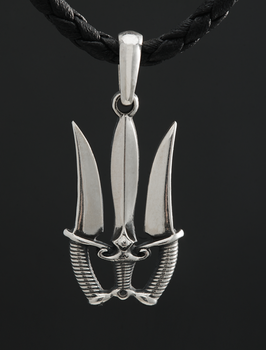 Срібний кулон тризуб у формі меча з ножами, малий (АРТ. №199m) Dadiverin Jewelry