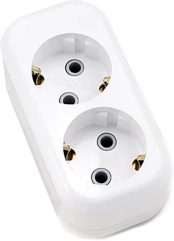 Колодка для подовжувача Voltronic 2 гнізда із заземленням 16A 250V Q125 (YT03551)