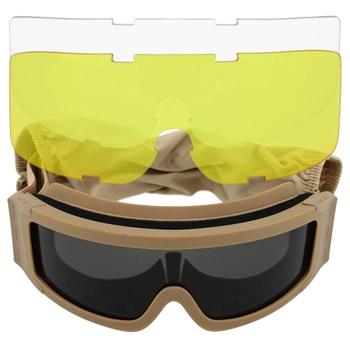 Захисні окуляри-маска SPOSUNE JY-027-4 оправа-хакі колір лінз сірий