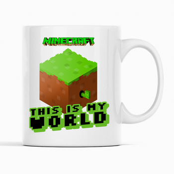 Белая кружка (чашка) с оригинальным принтом онлан игры Minecraft "This is my World Minecraft Майнкрафт"