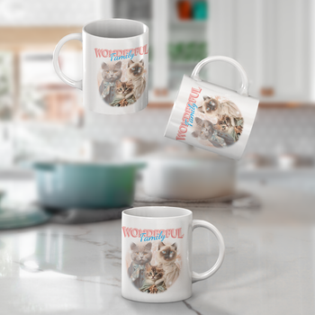 Семейные белые чашки (кружки) с принтом "Wonderful Family Cats"