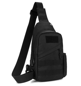 Тактическая сумка-рюкзак барсетка баранка на одной лямке BBL черная + USB выход
