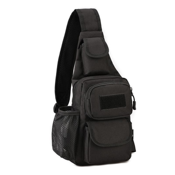 Черная тактическая сумка-рюкзак барсетка, бананка однолямочник MFH T0449 + USB выход