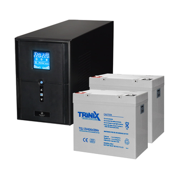 Комплект резервного живлення: ДБЖ Kraft PSW2000VA/1600W(LCD)24V UPS + акумулятор Trinix 45 Аг гелевий (2 шт.) (42-00063-7)