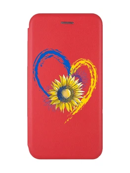 Чохол-книжка з малюнком для Samsung Galaxy A51 (A515) Червоний :: Серце з соняхом (принт 260)