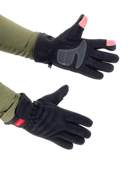 Тактические зимние теплі перчатки с откидными пальцами на флисе, многоцелевые перчатки M Черные