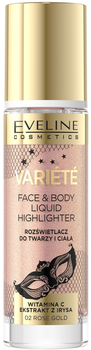 Płynny rozświetlacz do twarzy i ciała Eveline Cosmetics Variete Liquid Highlighter 02 Rose Gold 30 ml (5903416043409)