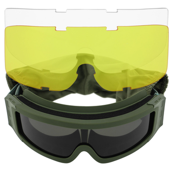 Захисні окуляри-маска SPOSUNE JY-027-3 оправа оливкова колір лінз сірий