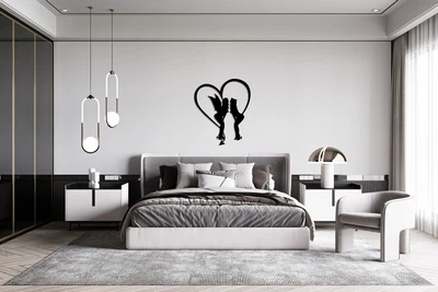 Декоративне панно на стіну з дерева Upwood Decor Ангел та демон Angel and demon 94.4 х 80 см black